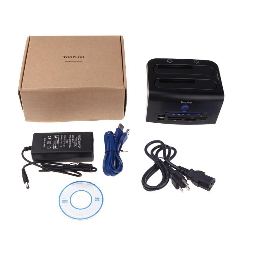 Tooploo USB 3.0 3.5/2.5インチ SATA デュアルハードディスク OTB/OTCドッキングステーション SD/microSD/CF/XD/MSカードリーダー USB x 2付き |  | 07
