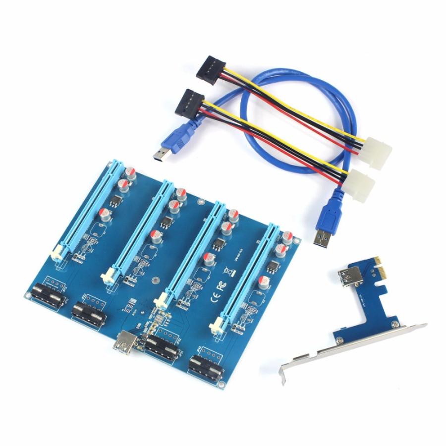 1スロットPCI-E X1 → 4スロットX16 増設 ライザーカード 仮想 1スロットPCI-E X1 → 4スロットX16 増設 ライザーカード 仮想