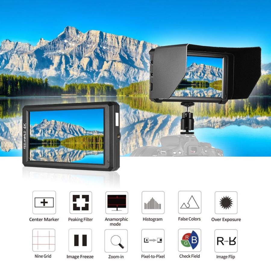5.7インチ IPS液晶 1080P フルHD 一眼レフカメラ フィールドモニター 4K信号転送対応の画像