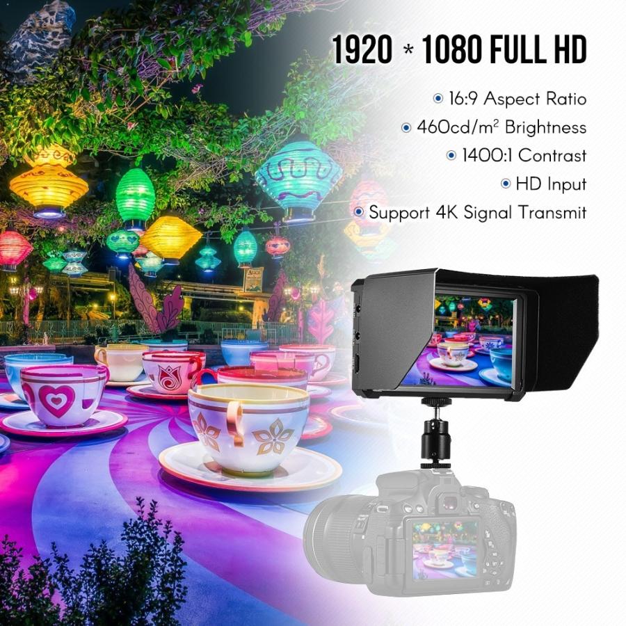 5.7インチ IPS液晶 1080P フルHD 一眼レフカメラ フィールドモニター 4K信号転送対応の画像