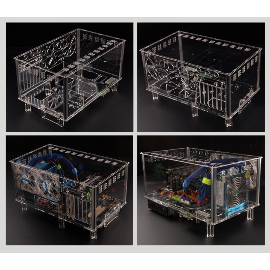 MicroATX スケルトン 横置き アクリル デスクトップ 水冷PCケース