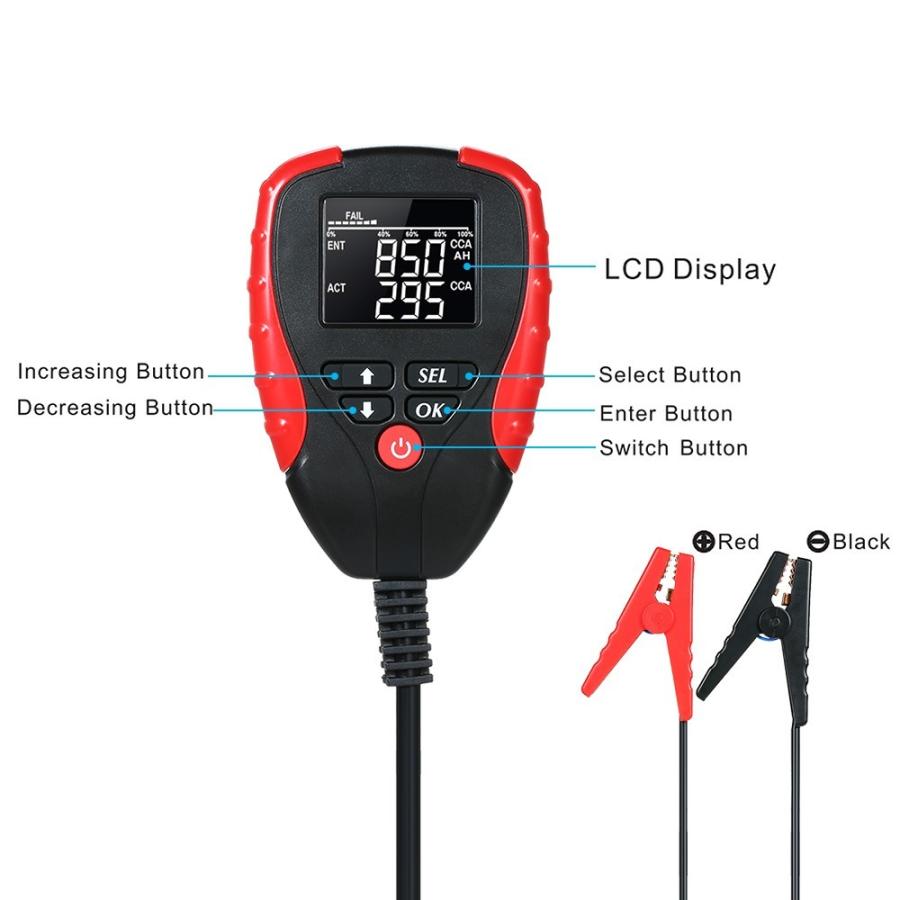 即日発送 12v 自動車用バッテリーテスター アナライザー 電圧 抵抗 Ah 電池容量 Cca クリアランス Www Iacymperu Org