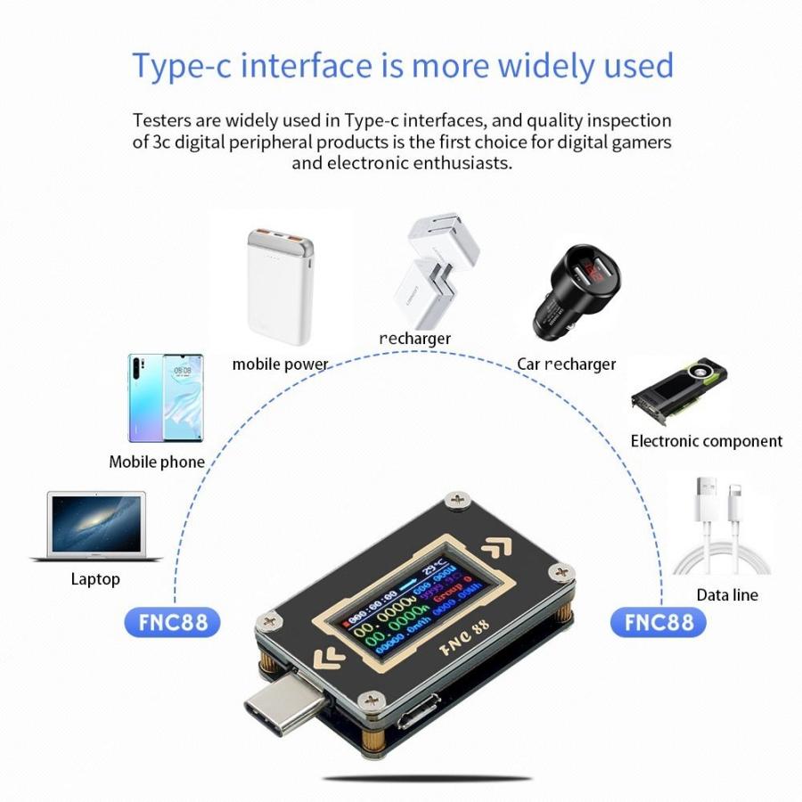0.96インチ HDスクリーン 電流・電圧計 テスター Type-C PDトリガー USB-C｜synergy2｜18