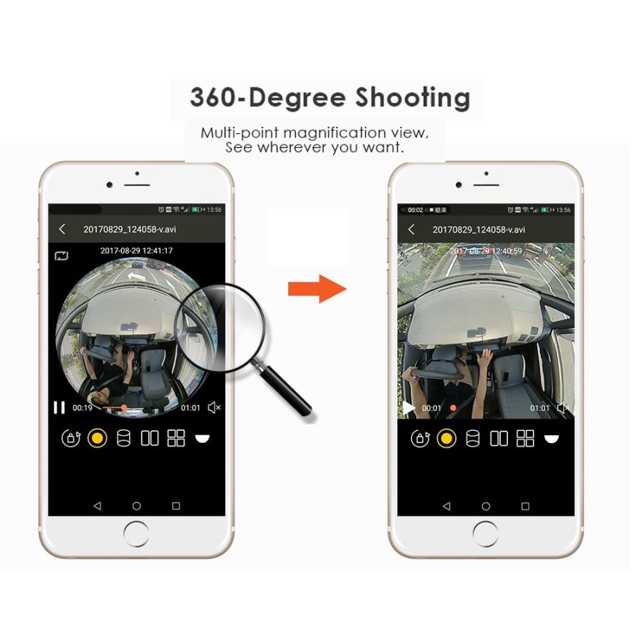 1080P ドライブレコーダー 360度ワイドアングル Wi-Fi接続 リモートスイッチ付｜synergy2｜04