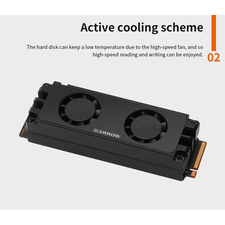 2280 22110 M.2 NVMe SATA SSD ヒートシンク デュアルファン 冷却