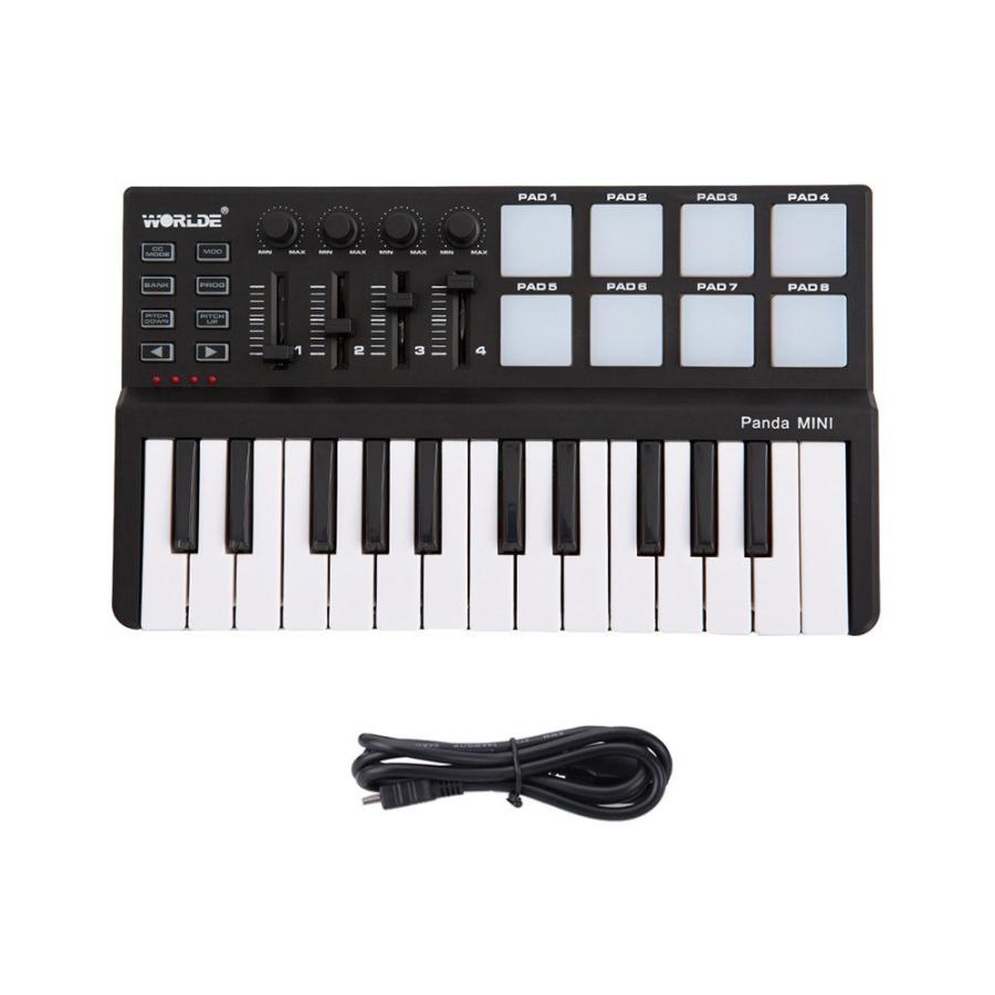 Worlde Panda mini 25キー ポータブル USB キーボード & ドラムパッド MIDI コントローラー