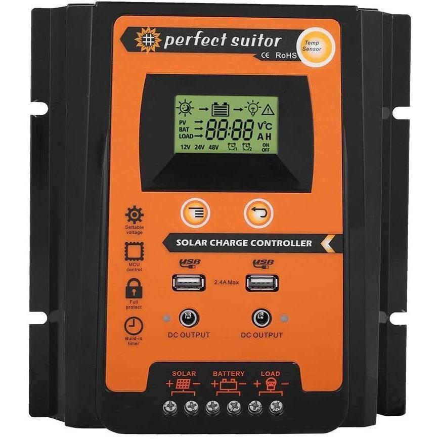 70A MPPT ソーラー コントローラー 70A MPPT 12V/24V LCD ソーラーパネル チャージコントローラー