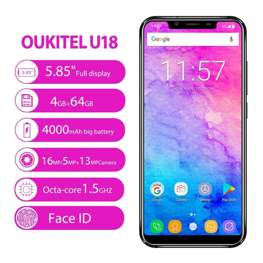 OUKITEL スマートフォン 18GB+128GB 90Hz Oukitel U18 Android 7.0 4G LTE スマートフォン 5.85インチ 21