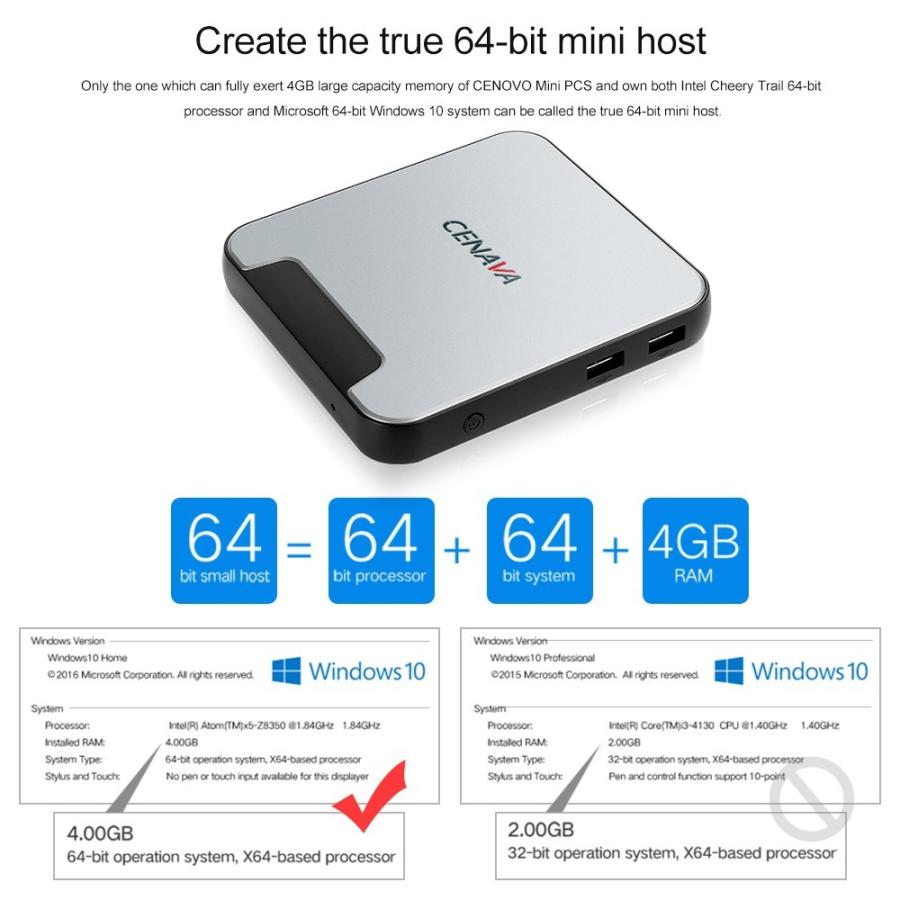 Cenovo Windows 10 ミニpc 4gb 64gb 4k動画再生 V2815 Synergy 通販 Yahoo ショッピング