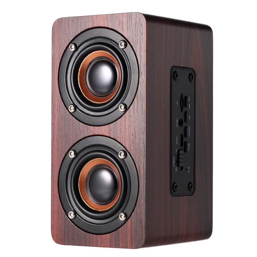 木製 ウッドグレーン Bluetooth Hi-Fi 3W x 2 スピーカー + MP3