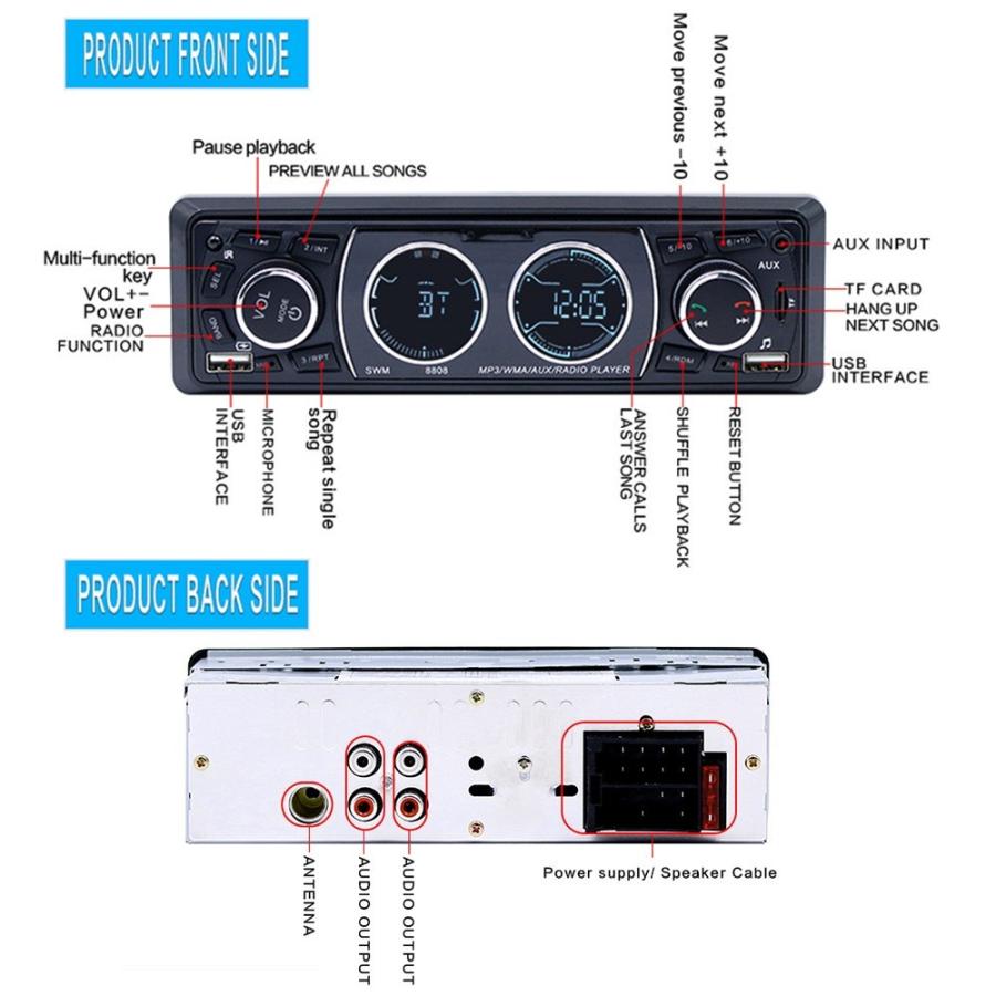 Bluetooth カーオーディオ MP3プレーヤー 1DIN USB・microSD