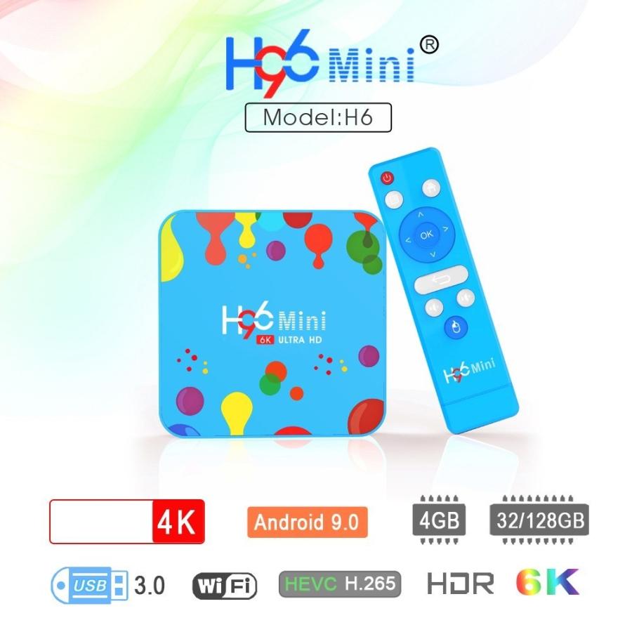 H96 Mini Android 9.0スマートTVボックス 4K 6K HDR H.265 VP9 4GB DDR3 32GBストレージ ...