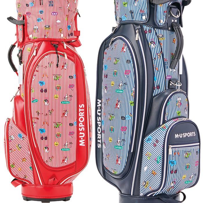 2019年 秋冬 新作 M・U SPORTS MUスポーツ ゴルフバッグ 総柄 レディース レギュラーソール キャディバッグ 9.5型 MU19AW M0925 2019年 MUスポーツ