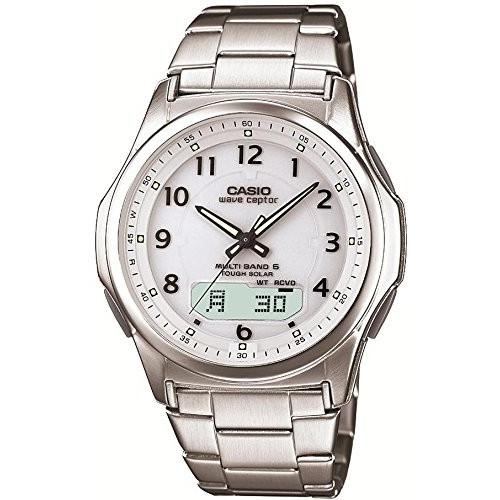 送料無料 カシオ CASIO 腕時計 ウェーブセプター 電波ソーラー 腕時計 メンズ 腕時計 シルバー ホワイト｜synergyselect