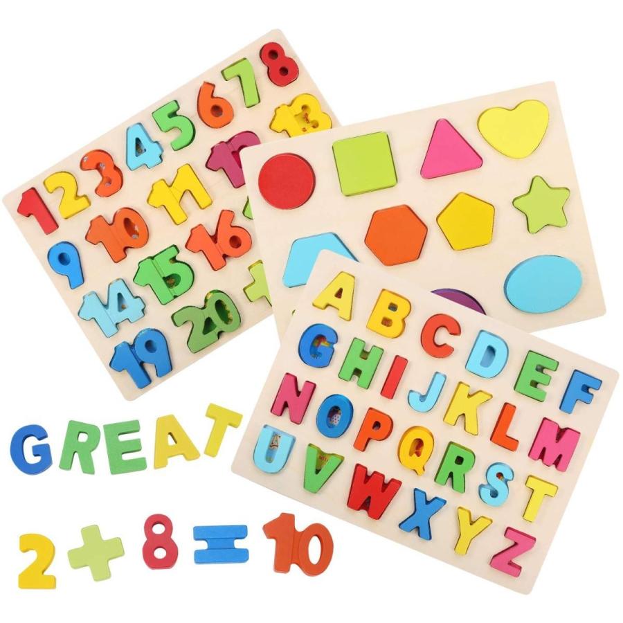 幼児 パズル3セット モンテッソーリおもちゃ 知育玩具 形合わせ アルファベット 数字 幾何認知 カラフル 木製 はめ込み 送料無料 Ajp B0865zgj47 Jack Market 通販 Yahoo ショッピング