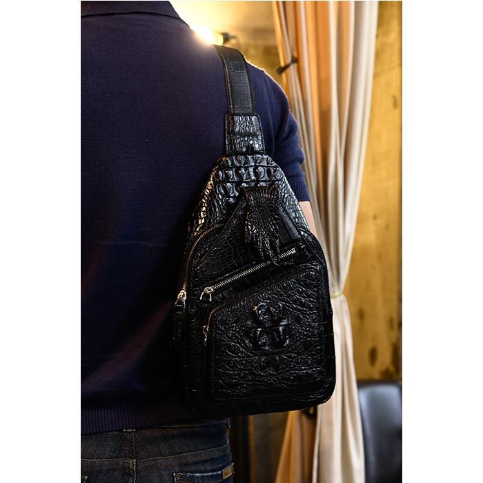 【値段交渉可：送料込】 本革 ワニ革 ショルダーバッグ メンズ シャムクロコ ショルダーバッグ 送料無料 【9463968653】(34320円)