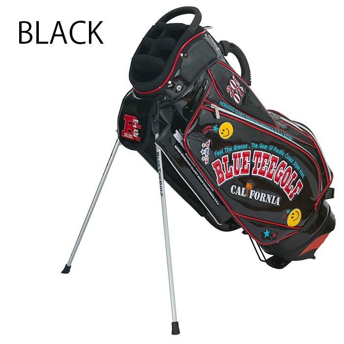 【希少/キャスター付】ブルーティーゴルフ キャディバッグ エナメル スマイル 黒 BLUE TEE GOLF（ブルーティーゴルフ） スマイル & ロゴ エナメル 9