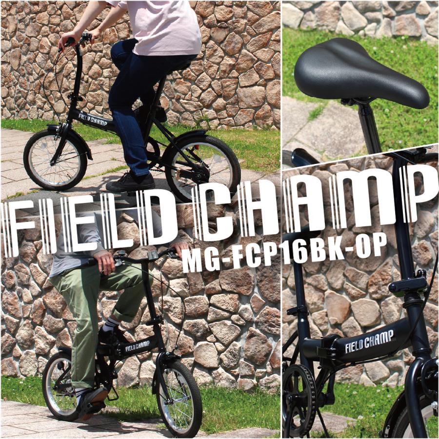 折畳み 自転車 16インチ FIELD CHAMP 折りたたみ自転車 マットブラック