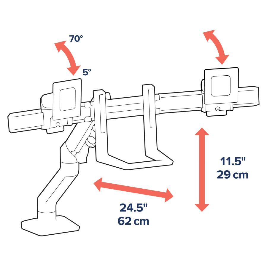 エルゴトロン HX デスクデュアルモニターアーム ホワイト/白 32インチ(4.5~15.9kg)まで対応 45-476-216｜synnex｜05
