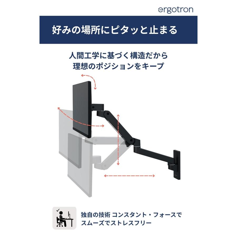 エルゴトロン（ergotron） LX Pro モニターアーム ウォールマウント 壁