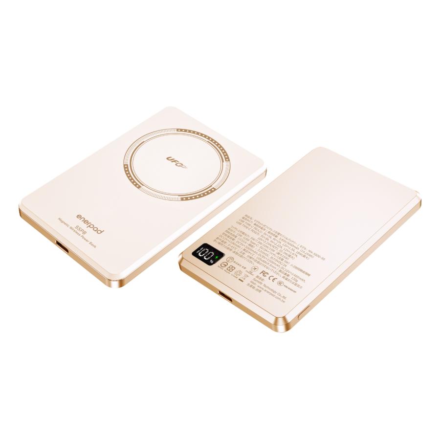 Samlife Enerpad UFO 磁気吸着式SSPB(準固体電池モバイルバッテリー)5000mAh ローズゴールド MX-5000-RG | 