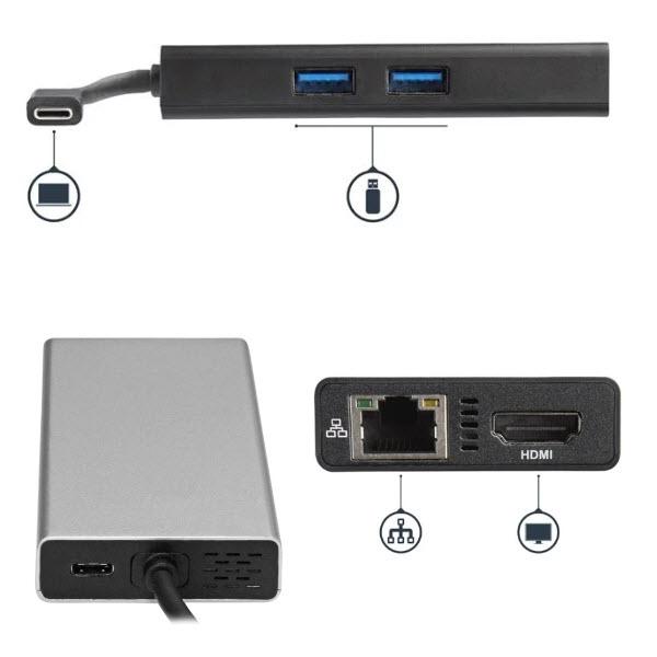 StarTech.com USB Type-C接続マルチアダプタ 4K HDMI対応 2x USB-Aポート 60W USB Power Delivery GbEポート DKT30CHPD | StarTech.com