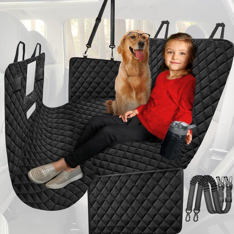 ELEGX 73 x 94 L XXXL 犬用カーシートカバー トラック全体保護 ドア&バックシート メッシュウィンドウ付き ドッグハンモッ