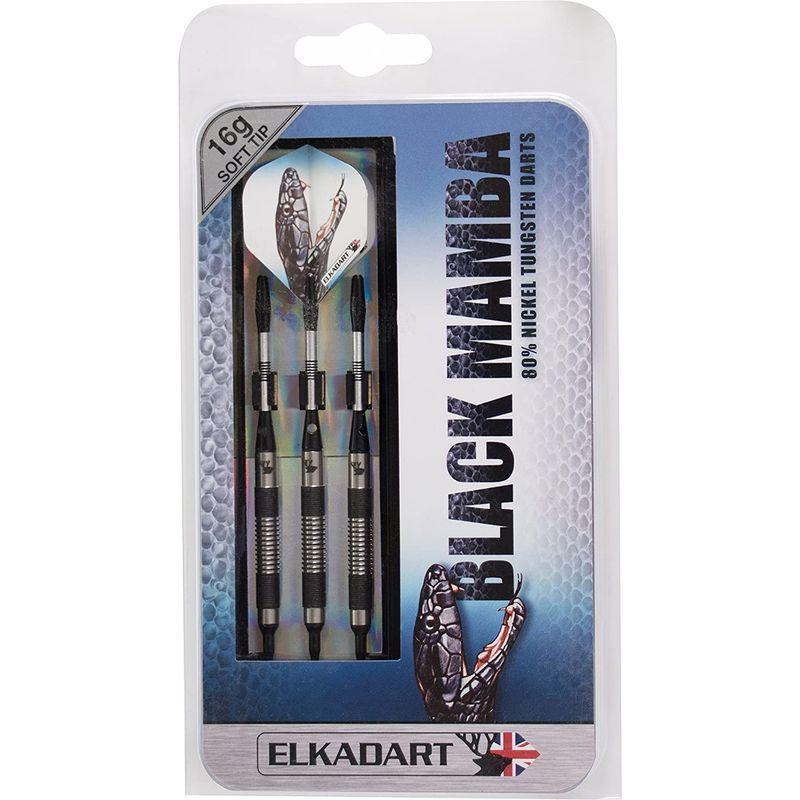 2021人気No.1の2021人気No.1の(16 Grams) Elkadart Black Mamba 80% Tungsten Soft Tip  Darts With Sto その他用具