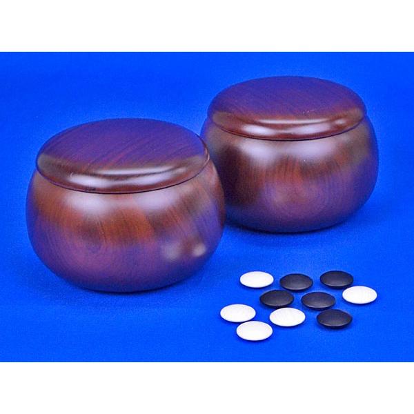 碁石 日向特製蛤碁石 22号 実用 厚み6.3mm プラ碁笥銘木大付き【囲碁将棋専門店の将碁屋】