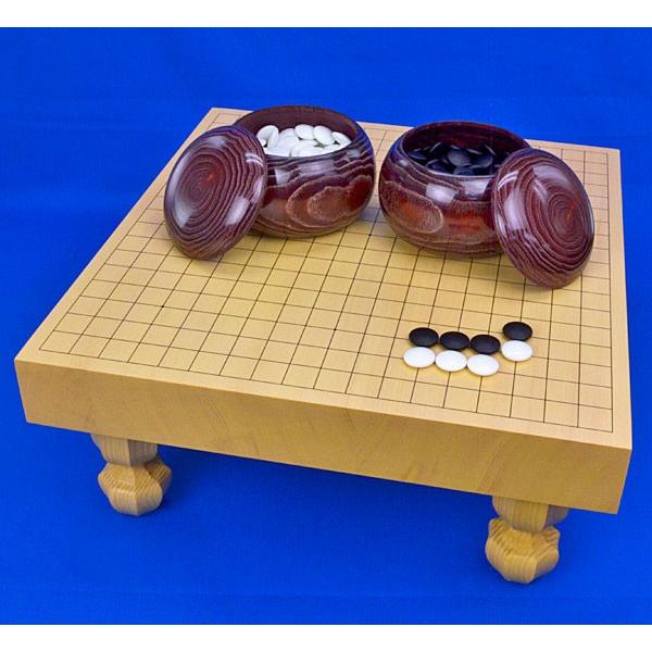 囲碁セット　新かや2寸ハギ足付碁盤セット(ガラス碁石梅・栗碁笥大)