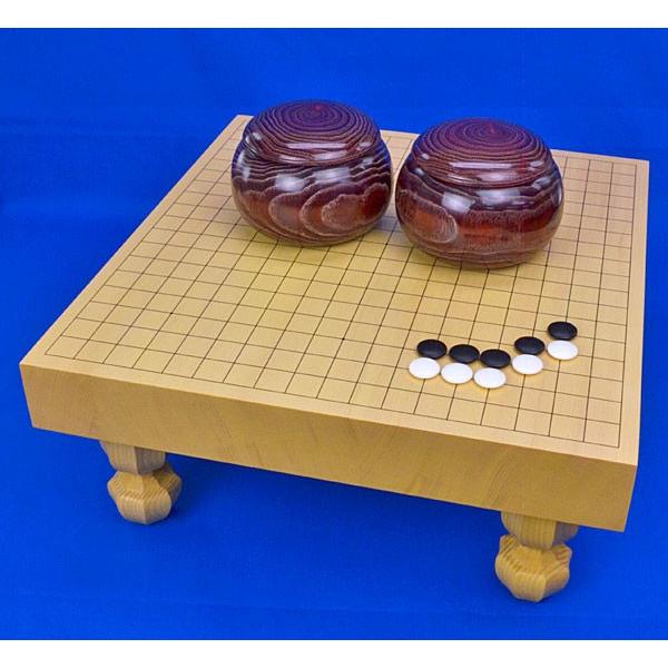 囲碁セット　新かや2寸ハギ足付碁盤セット(蛤碁石25号・栗碁笥)