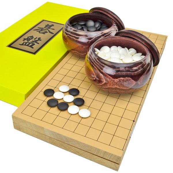 囲碁セット　新桂7号折碁盤セット(蛤碁石25号・木製碁笥栗大)