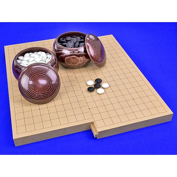囲碁セット　19路9路スライド囲碁盤セット(ガラス碁石竹・栗碁笥特大)【囲碁将棋専門店の将碁屋】