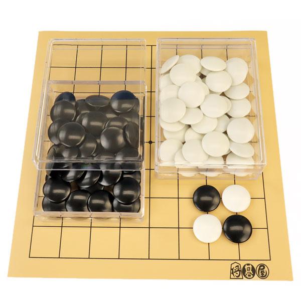囲碁セット 将碁屋マット9路盤セット(プラ碁石・プラ透明箱)囲碁入門用