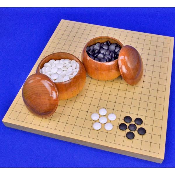 囲碁セット　ヒバ1寸ハギ卓上碁盤セット(蛤碁石28号・桜碁笥大)【囲碁将棋専門店の将碁屋】