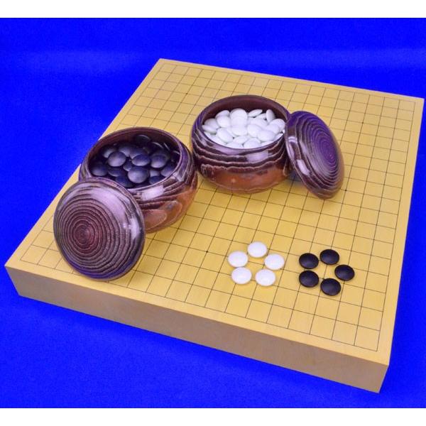 囲碁セット　ヒバ2寸ハギ卓上碁盤セット(ガラス碁石新生梅・栗碁笥大)【囲碁将棋専門店の将碁屋】