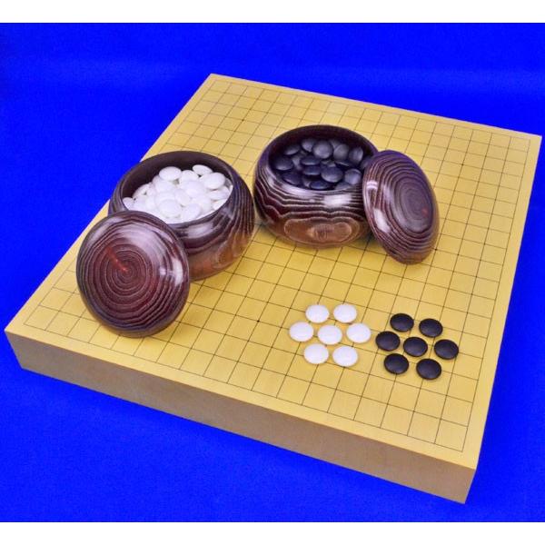 囲碁セット　ヒバ2寸ハギ卓上碁盤セット(蛤碁石25号・栗碁笥大)【囲碁将棋専門店の将碁屋】