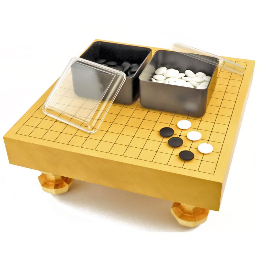 連珠セット 新かや2寸一枚板足付連珠盤セット(ガラス碁石桜