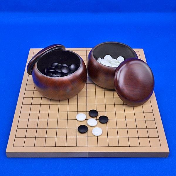 連珠セット 新桂7号折連珠盤セット(ガラス碁石梅とプラ碁笥銘木大