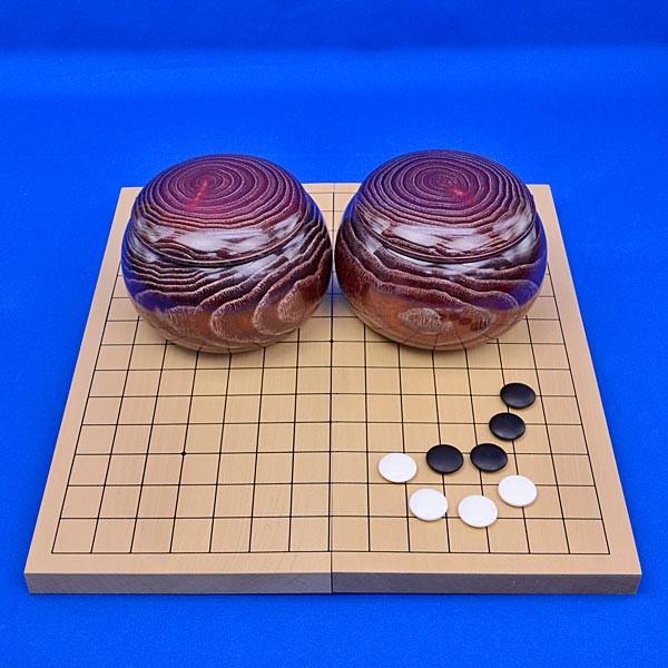 連珠セット 新桂7号折連珠盤セット(蛤碁石25号と木製碁笥栗) : 囲碁