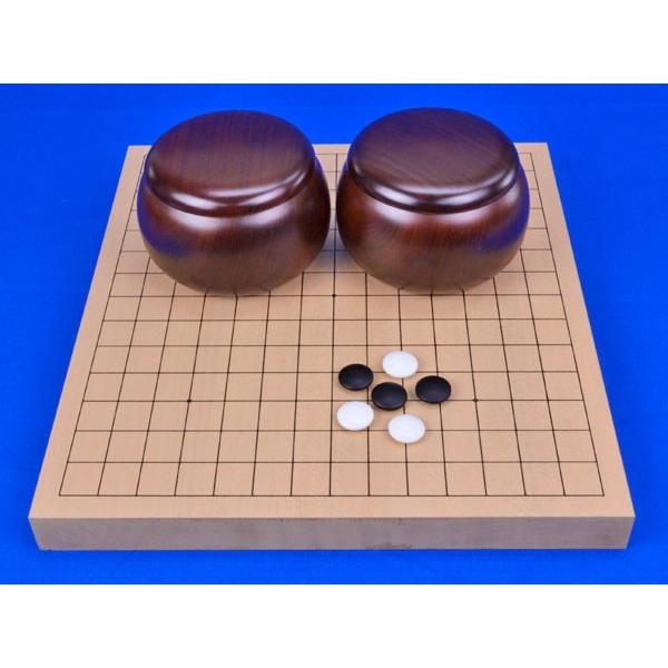 卓上1寸連珠盤セット(新桂1寸卓上連珠盤とガラス碁石梅とプラ碁笥銘木大のセット)