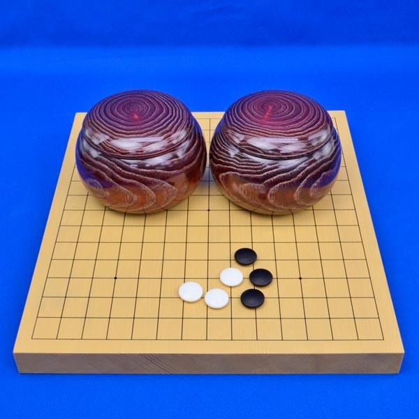 連珠セット 新かや1寸卓上連珠盤セット(ガラス碁石竹・木製碁笥栗