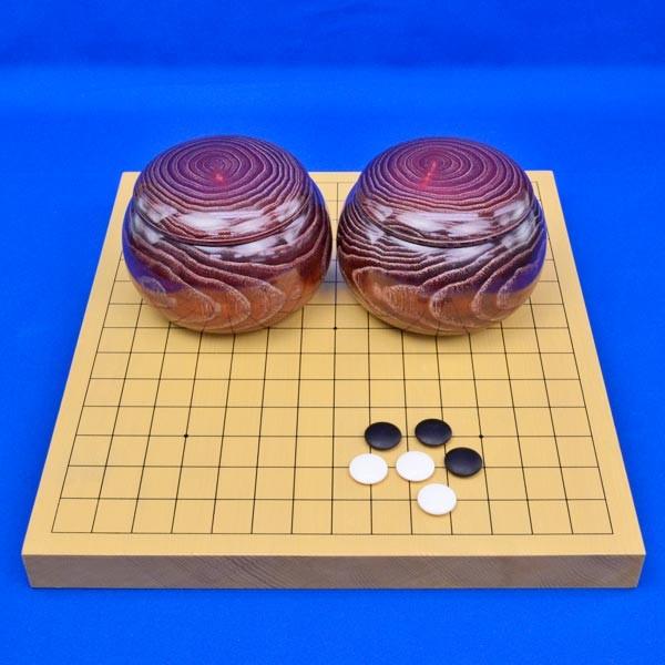 連珠セット　新かや1寸卓上連珠盤セット(蛤碁石25号・木製碁笥栗)