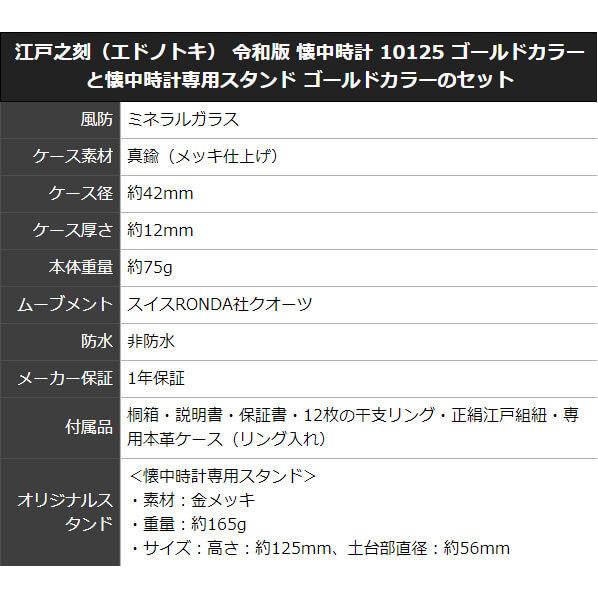 江戸之刻（エドノトキ） 令和版 懐中時計 10125 ゴールドカラーと懐中時計専用スタンド ゴールドカラーのセット｜syohbido-store｜02