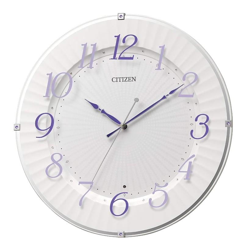 CITIZEN 掛時計 8MY537-012 ホワイト・パープル CITIZEN（シチズン） 電波 掛け時計 8MY537-012 紫 : 正美堂時計店
