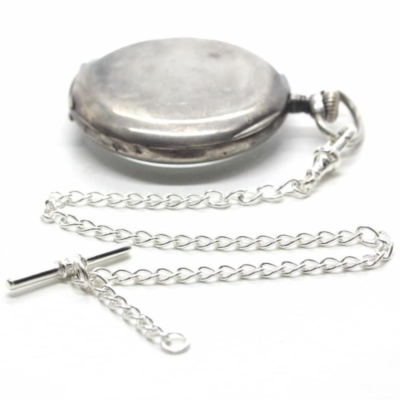懐中時計チェーン　ウォレットチェーン　アンティーク　シルバー　刻印あり　提げ鎖 懐中時計用チェーン Tバー/シルバー925（銀無垢） : Bef クラブ