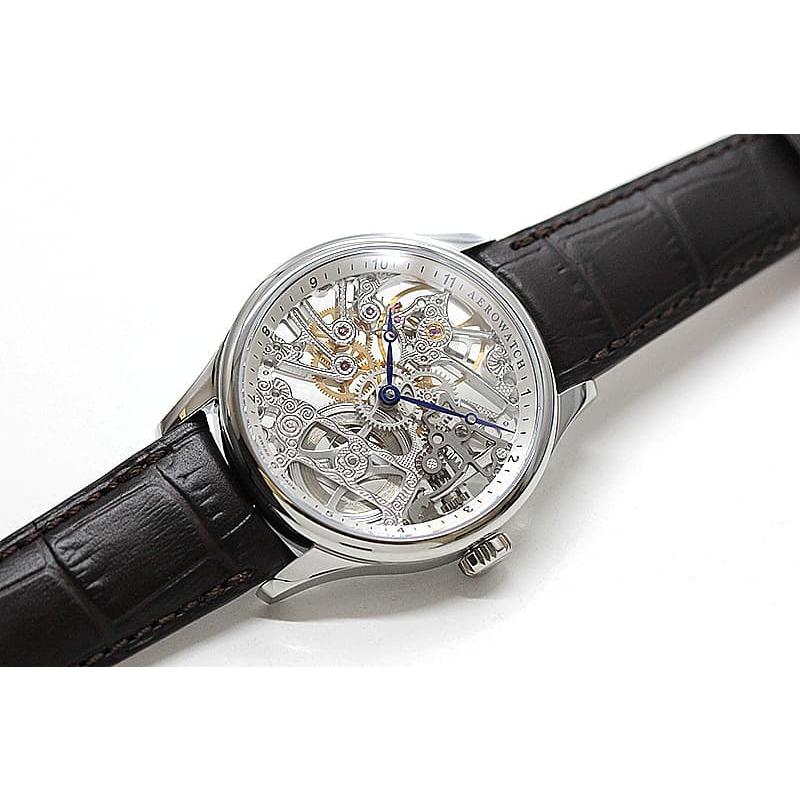 週末特価　AERO アエロ手巻き時計　NEUCHATEL AEROWATCH アエロ（AERO) /スケルトン/手巻き式/A50981AA01