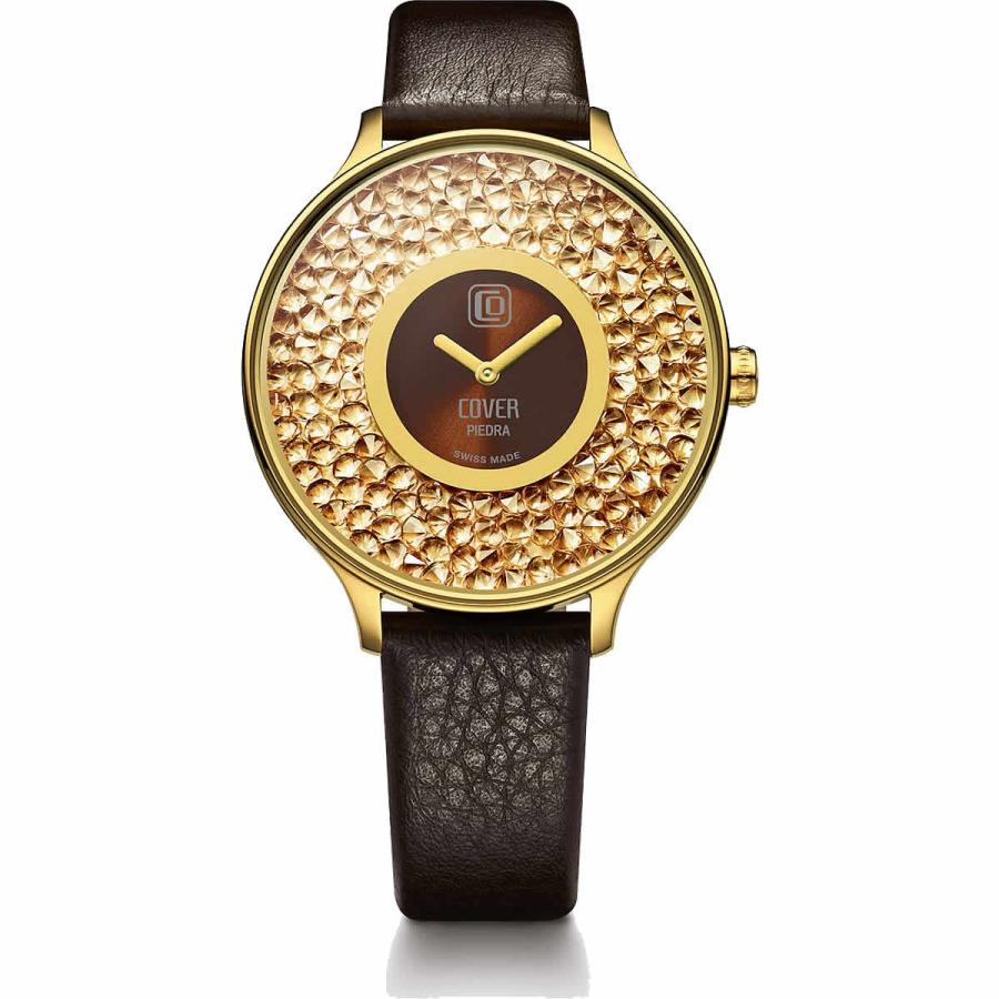 COVER（コヴァー）TRENDPIEDRACO158.06ゴールド＆ブラウン女性用腕時計 正規輸入品｜syohbido-store