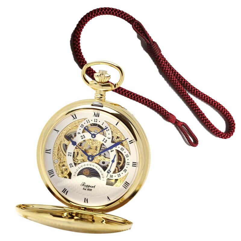 秋冬の主役◎ ラポート/Rapport/両面開き/GMT/サン＆ムーン PW40と懐中時計用 紐 組紐 H-49　房なし 臙脂色（えんじいろ） セット 文字刻印可能 【W1486654783】(53912円)