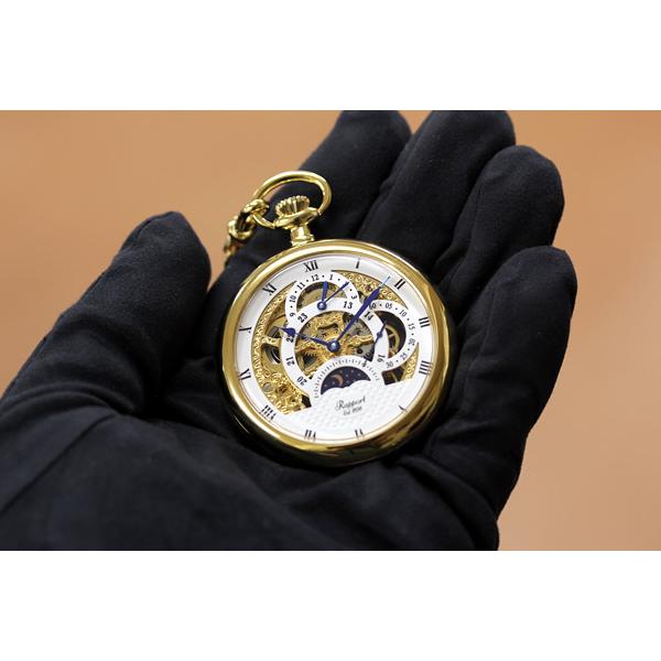 最安値❕ ラポート/Rapport/懐中時計/GMT/サン＆ムーン/PW42と懐中時計用 紐 組紐 H-34 房なし ネイビー セット 【V1288551388】(46728円)